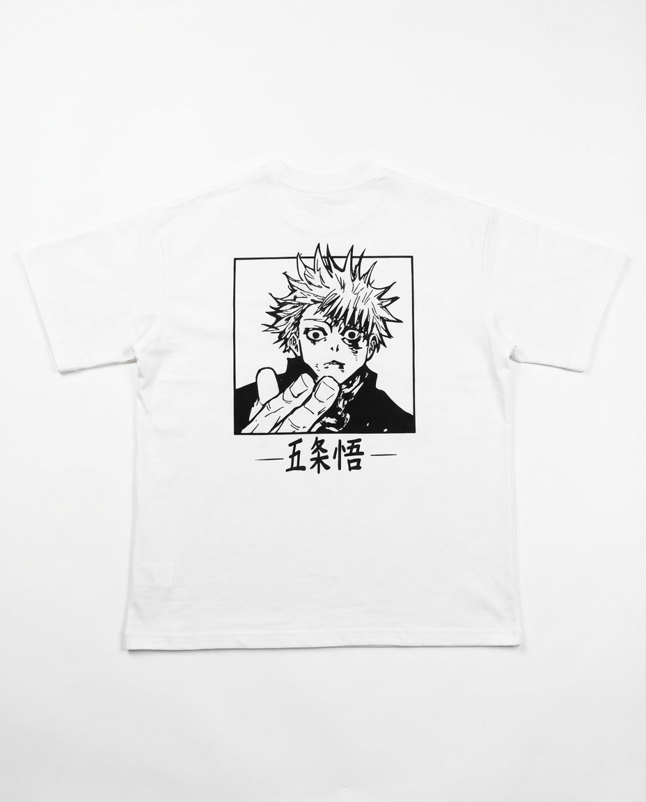 CAMISETA GOJO JJK OVERSIZE BLANCA 250GSM